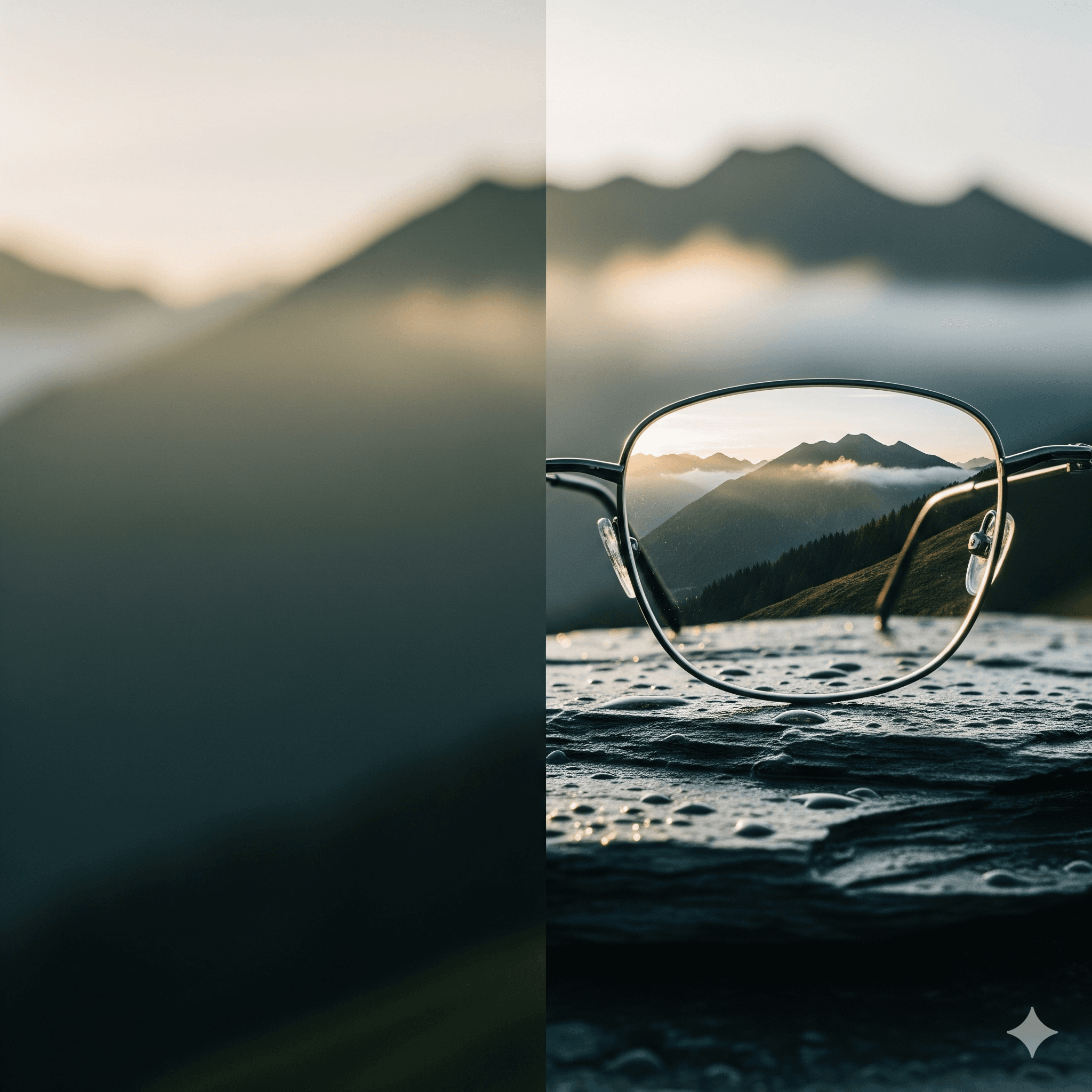 Glasses showcasing a clear mountain view